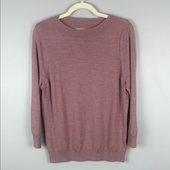 Cynthia Rowley 100% Extra Fine Merino Wool Pink Crew Neck Sweater Knit Size L - Picture 2 of 10